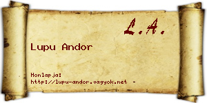 Lupu Andor névjegykártya
